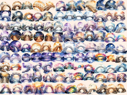 Celestial Bridges Watercolor Clipart bridge clipart - Wonders Artist