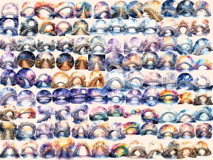 Celestial Bridges Watercolor Clipart bridge clipart - Wonders Artist