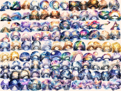 Celestial Bridges Watercolor Clipart bridge clipart - Wonders Artist