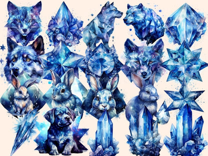 Celestial Crystals Watercolor Clipart astral crystals png - Wonders Artist