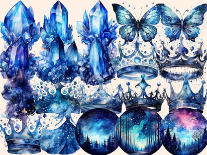 Celestial Crystals Watercolor Clipart astral crystals png - Wonders Artist