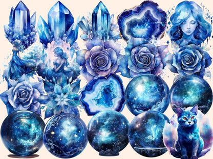 Celestial Crystals Watercolor Clipart astral crystals png - Wonders Artist