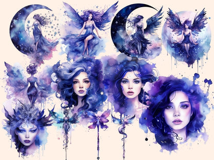 Celestial Fairies Watercolor Clipart celestial clipart - Wonders Artist