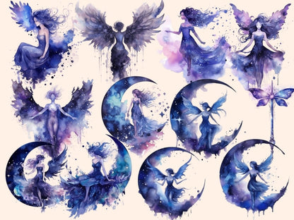 Celestial Fairies Watercolor Clipart celestial clipart - Wonders Artist