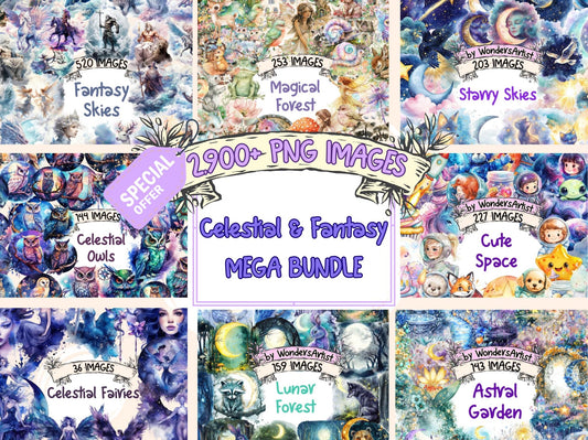 Celestial & Fantasy MEGA CLIPART - High - Quality Instant Digital Download for Creative Projects