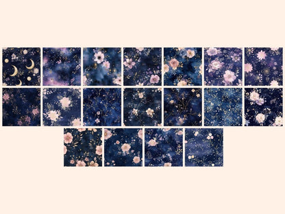 Celestial Garden Seamless Pattern Digital Papers celestial digital celestial seamless cosmic paper - WondersArtist
