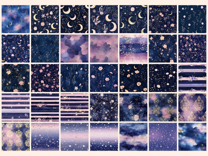 Celestial Garden Seamless Pattern Digital Papers celestial digital celestial seamless cosmic paper - WondersArtist