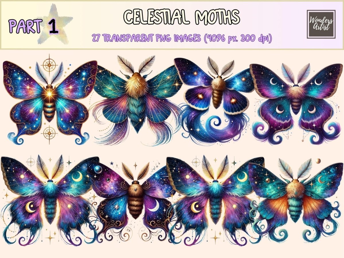 Celestial Moths Clipart astrology clipart - Wonders Artist