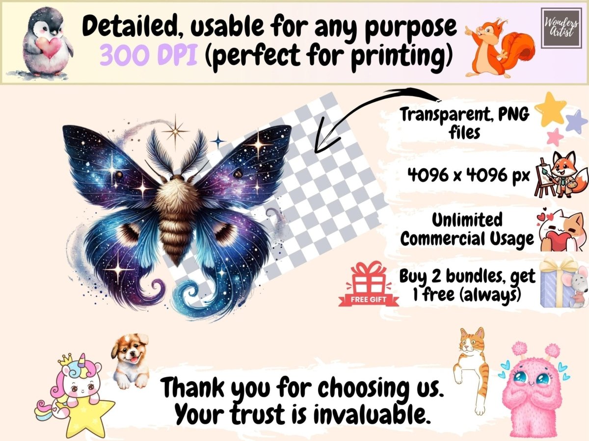 Celestial Moths Clipart astrology clipart - Wonders Artist