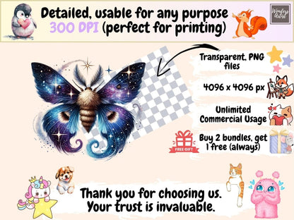 Celestial Moths Clipart astrology clipart - Wonders Artist