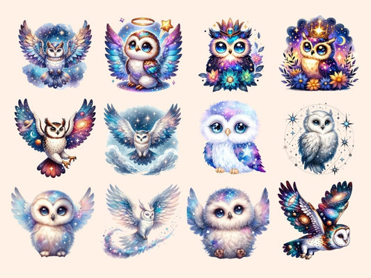 Celestial Owls Clipart