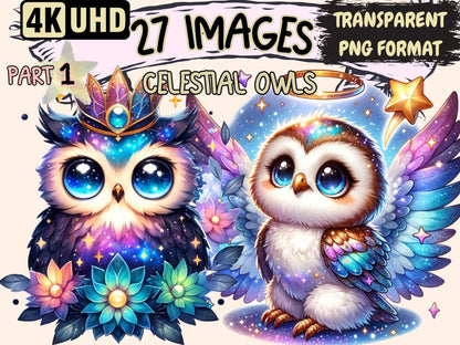 Celestial Owls Clipart cartoon owls - Wonders Artist