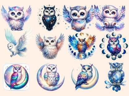 Celestial Owls Clipart cartoon owls - Wonders Artist
