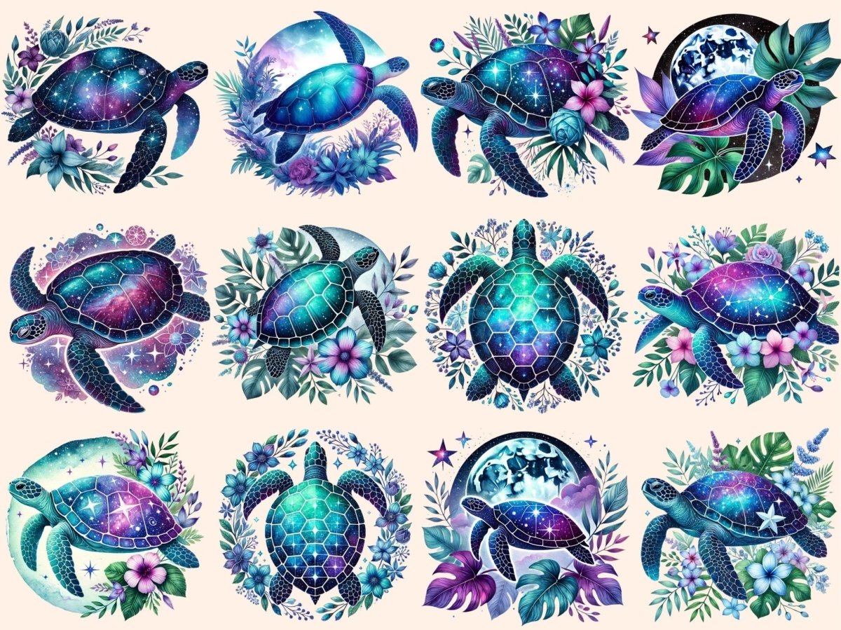 Celestial Turtles Clipart - High - Quality Instant Digital Download for Creative Projects