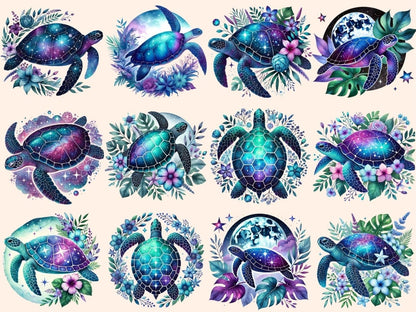Celestial Turtles Clipart - High - Quality Instant Digital Download for Creative Projects