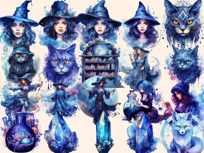 Celestial Witches Watercolor Clipart celestial clipart - Wonders Artist
