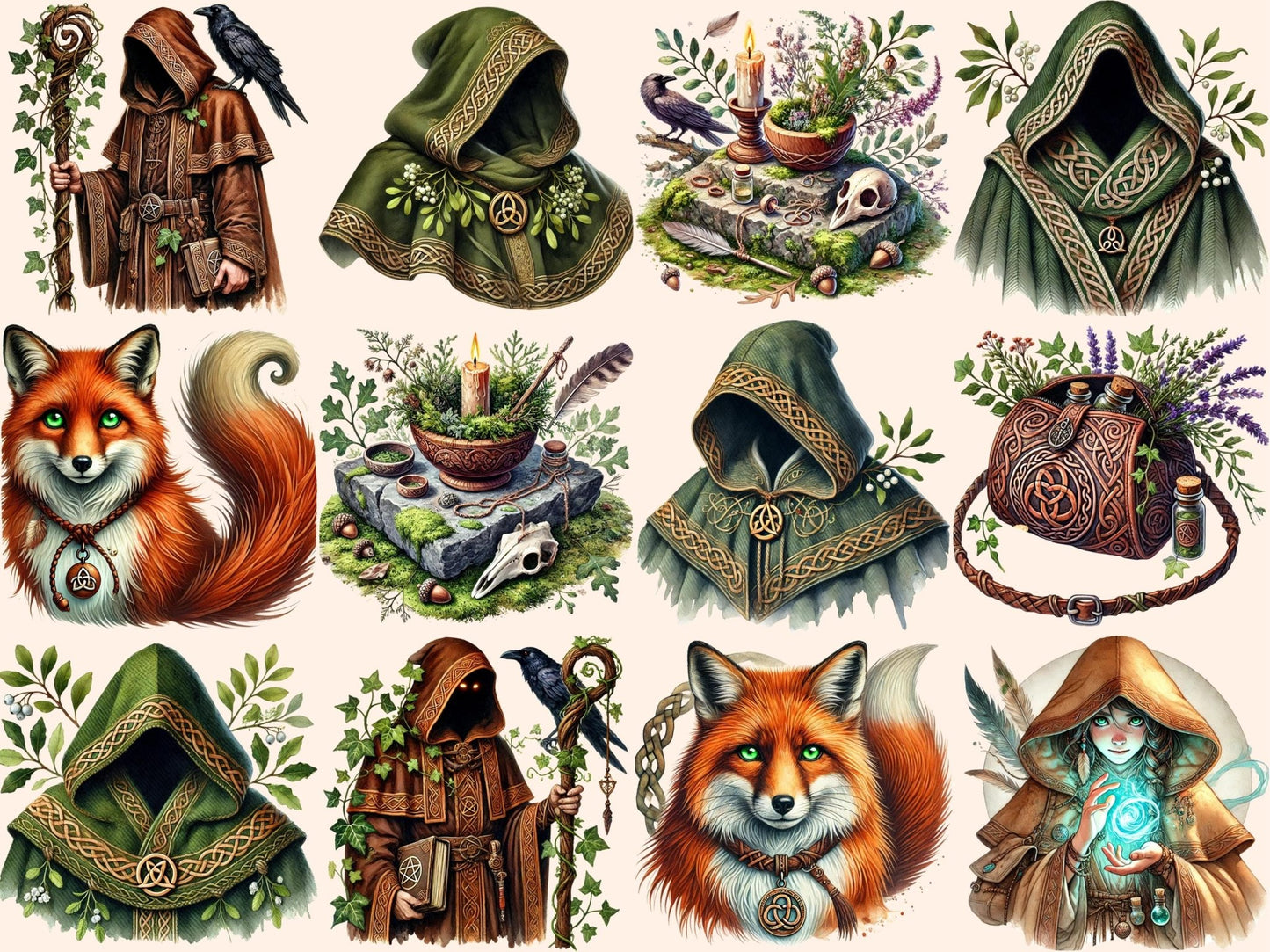 Celtic Druids Clipart - High - Quality Instant Digital Download for Creative Projects