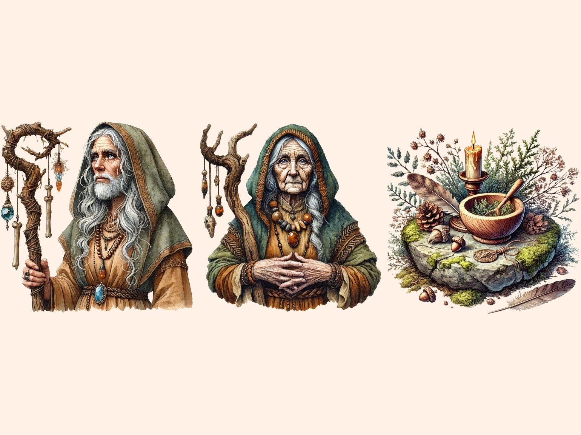 Celtic Druids Clipart - High - Quality Instant Digital Download for Creative Projects