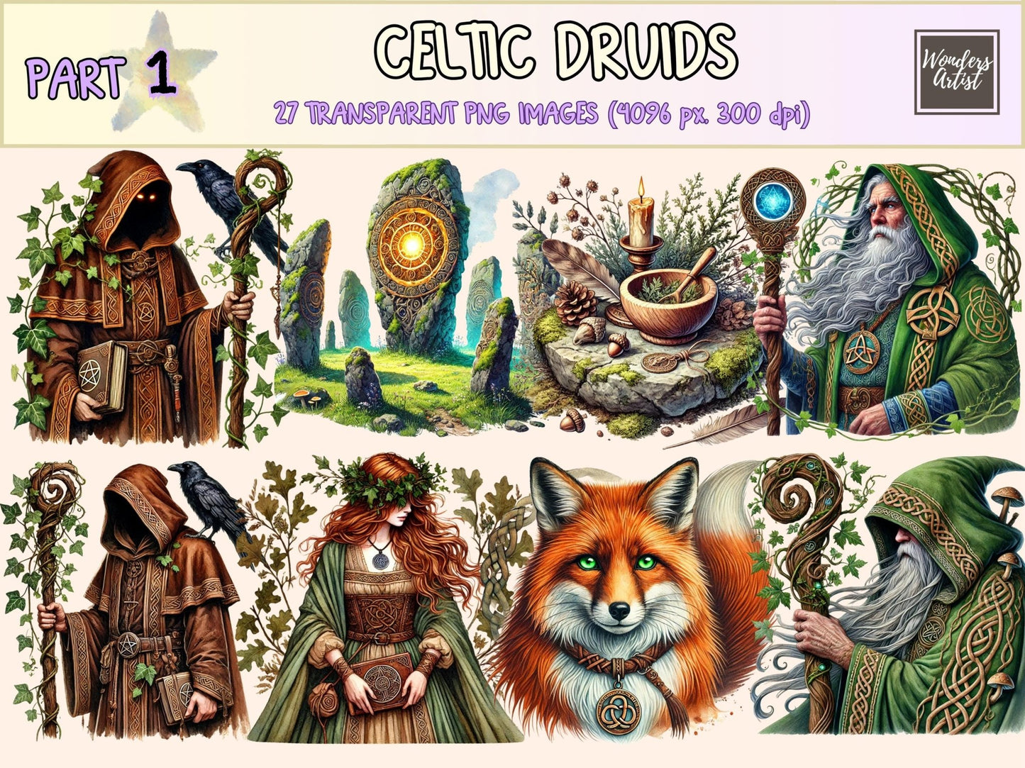 Celtic Druids Clipart - High - Quality Instant Digital Download for Creative Projects