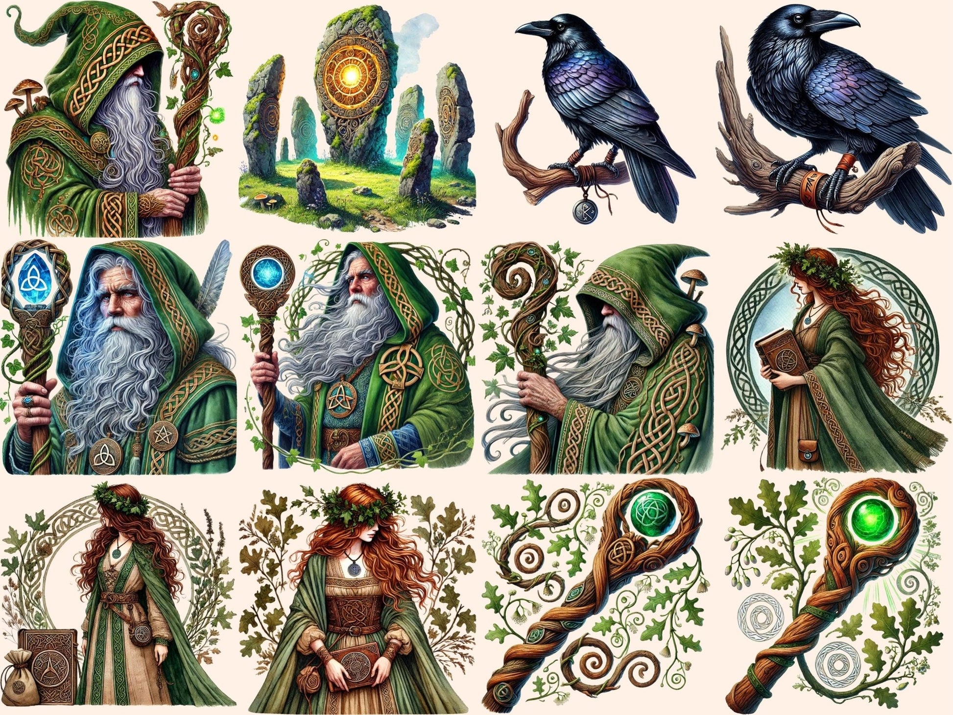 Celtic Druids Clipart - High - Quality Instant Digital Download for Creative Projects