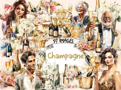 Champagne Watercolor Clipart champagne clipart - Wonders Artist