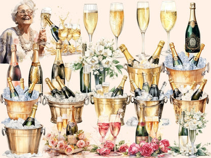 Champagne Watercolor Clipart champagne clipart - Wonders Artist