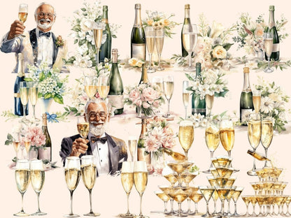 Champagne Watercolor Clipart champagne clipart - Wonders Artist