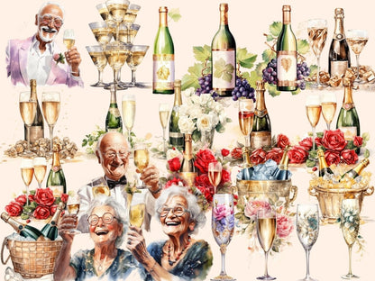 Champagne Watercolor Clipart champagne clipart - Wonders Artist