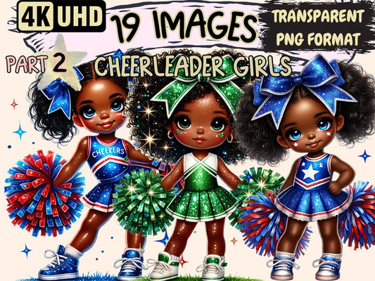 Cheerleader Girls (P2) Clipart - High - Quality Instant Digital Download for Creative Projects