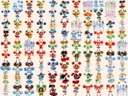 Cheerleaders Watercolor Clipart Cheer Art PNG - Wonders Artist