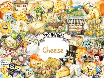 Cheese Watercolor Clipart cheese art - Wonders Artist