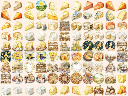 Cheese Watercolor Clipart - High - Quality Instant Digital Download for Creative Projects