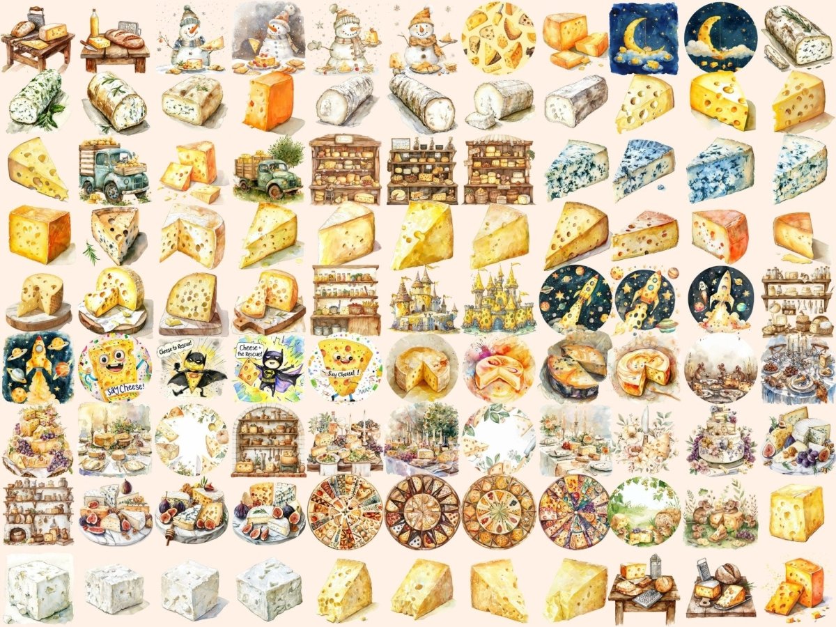 Cheese Watercolor Clipart cheese art - Wonders Artist