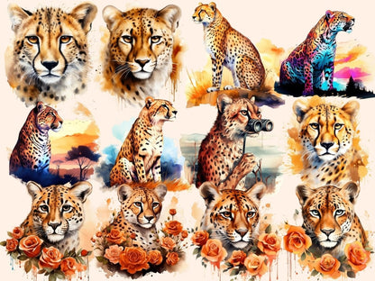 Cheetah Watercolor Clipart cheetah clipart - Wonders Artist