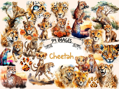 Cheetah Watercolor Clipart cheetah clipart - Wonders Artist