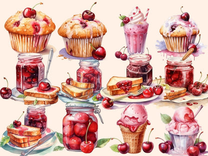 Cherries Watercolor Clipart cherries clipart - Wonders Artist