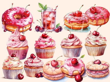 Cherries Watercolor Clipart cherries clipart - Wonders Artist