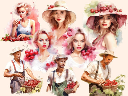 Cherries Watercolor Clipart cherries clipart - Wonders Artist