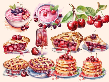 Cherries Watercolor Clipart cherries clipart - Wonders Artist