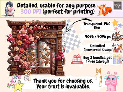 Cherry Blossom Gates (P2) Clipart blossom gate art - Wonders Artist