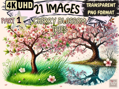 Cherry Blossom Trees Clipart blooming tree art - Wonders Artist