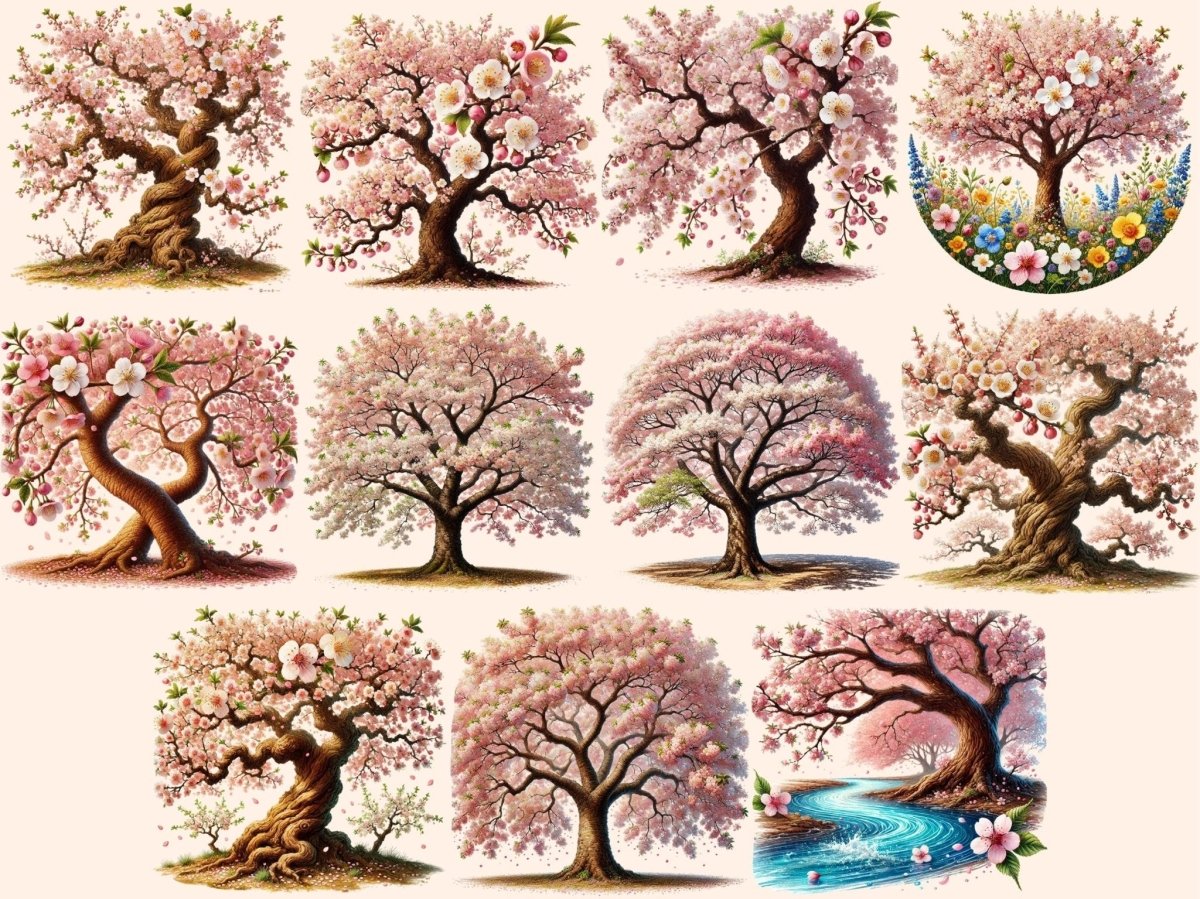 Cherry Blossom Trees (P2) Clipart blooming tree art - Wonders Artist