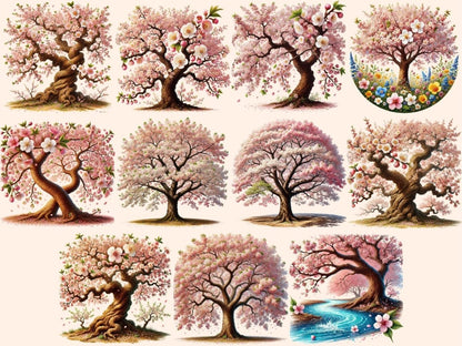 Cherry Blossom Trees (P2) Clipart blooming tree art - Wonders Artist