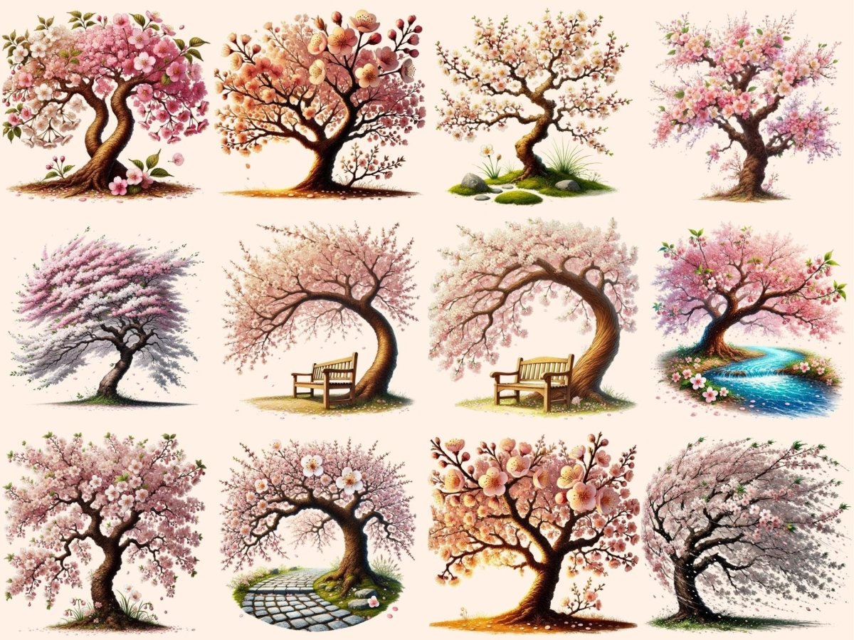 Cherry Blossom Trees (P2) Clipart blooming tree art - Wonders Artist