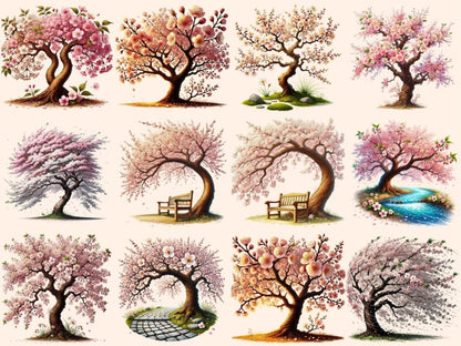 Cherry Blossom Trees (P2) Clipart blooming tree art - Wonders Artist