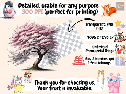 Cherry Blossom Trees (P2) Clipart blooming tree art - Wonders Artist