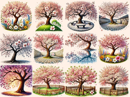 Cherry Blossom Trees (P3) Clipart blooming tree art - Wonders Artist