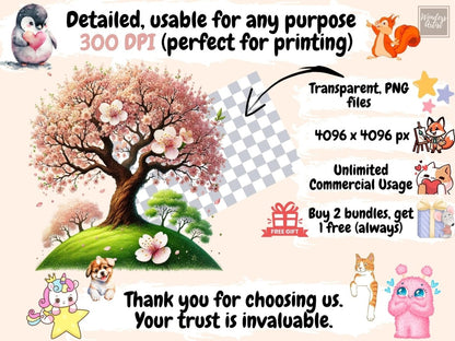 Cherry Blossom Trees (P3) Clipart blooming tree art - Wonders Artist