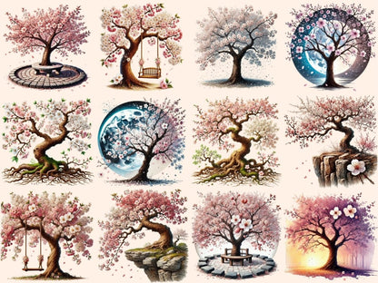 Cherry Blossom Trees (P3) Clipart blooming tree art - Wonders Artist