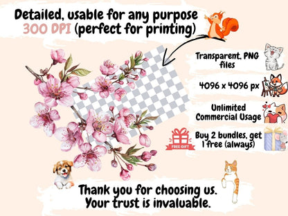 Cherry Blossoms Watercolor Clipart blossom clipart - Wonders Artist